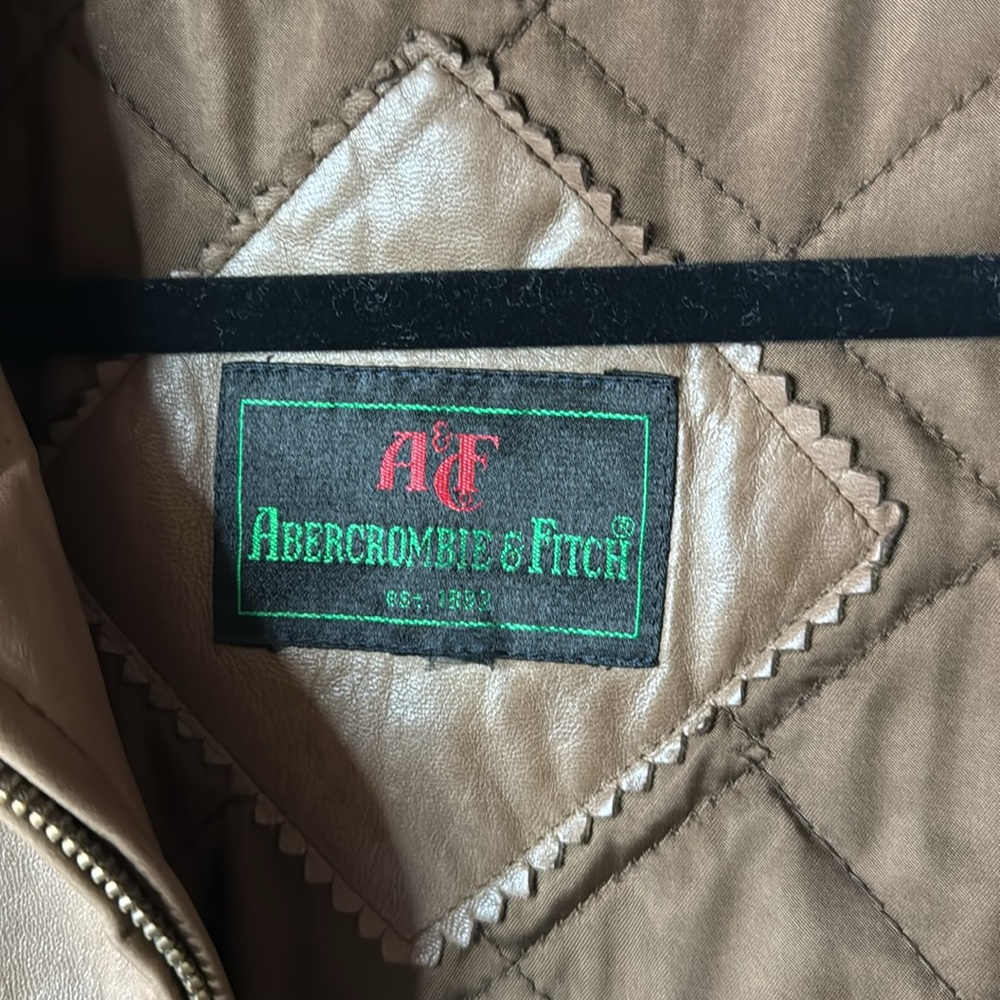Vintage Abercrombie & Fitch Bomber Jacket - Brown Leather - Size L - Picture 12 of 16